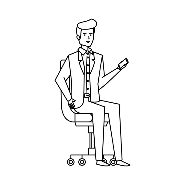 オフィスの椅子に座っているエレガントなビジネスマン — ストックベクタ