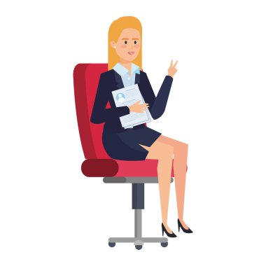 şık iş kadını ofis koltuğunda oturmak