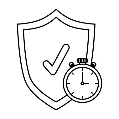 kontrol sembolü ve kronometre ile kalkan