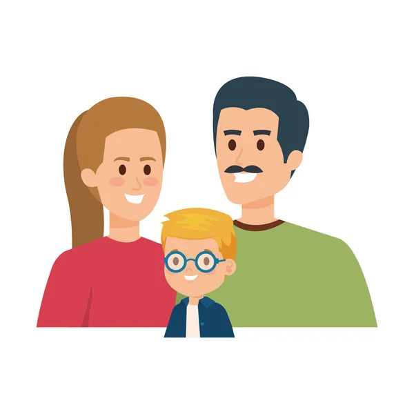 Föräldrar par med son tecken — Stock vektor