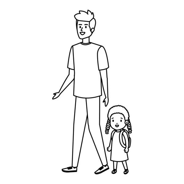 Pai com personagens filha — Vetor de Stock