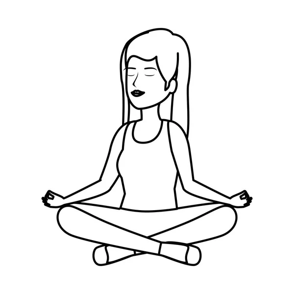 Belle femme pratiquant le yoga — Image vectorielle