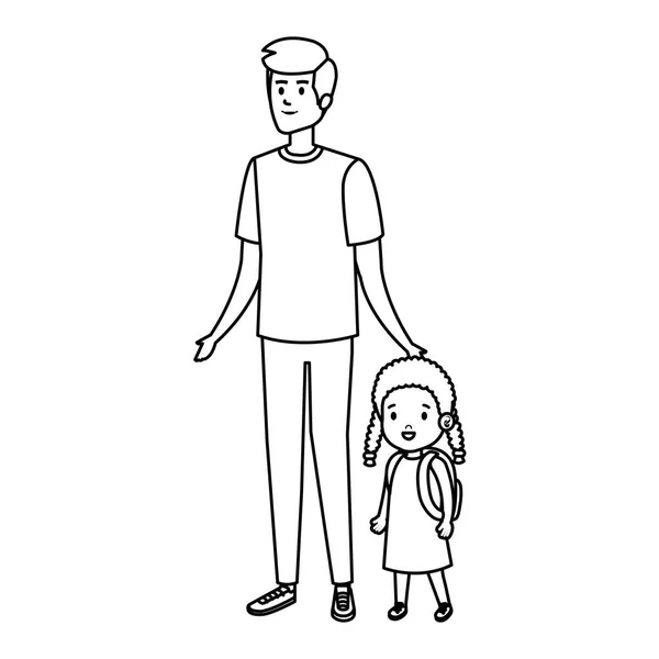 父亲与女儿字符 — 图库矢量图片
