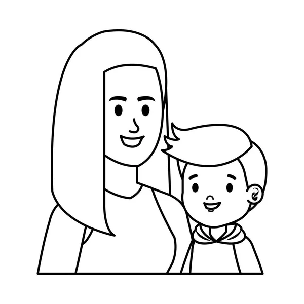 Young mother with little son characters — Stock Vector