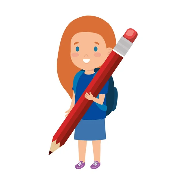 鉛筆を持つ小さな女の子の学生 — ストックベクタ