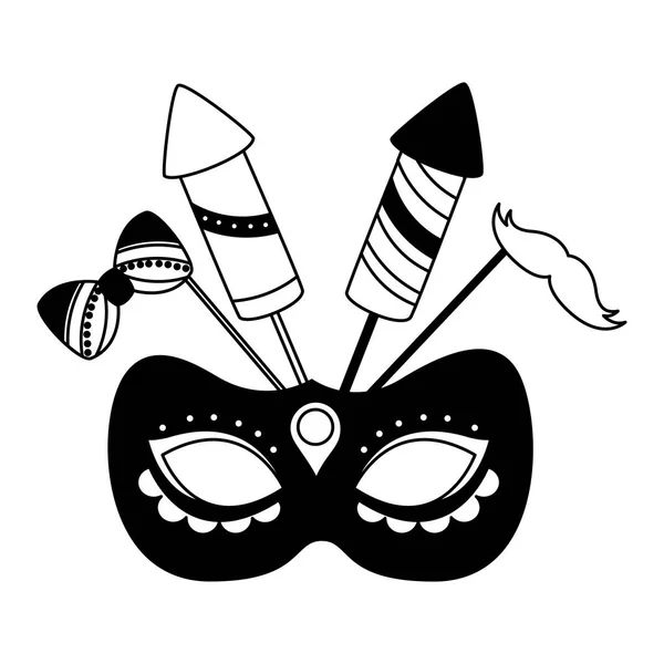 Ракеты с карнавальной маской — стоковый вектор