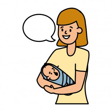 Bir bebek taşıyan anne