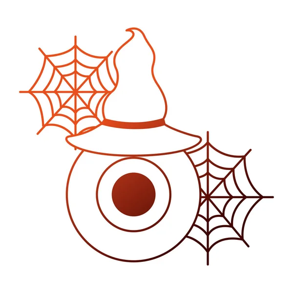 Halloween olho com chapéu bruxa ícone isolado —  Vetores de Stock