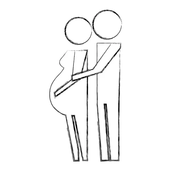 Couple grossesse étreignant pictogramme image — Image vectorielle