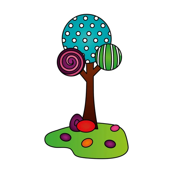 Дерево земля солодкі цукерки кондитерські вироби — стоковий вектор