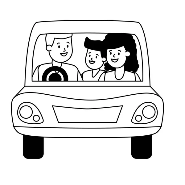 Familia en el coche — Archivo Imágenes Vectoriales