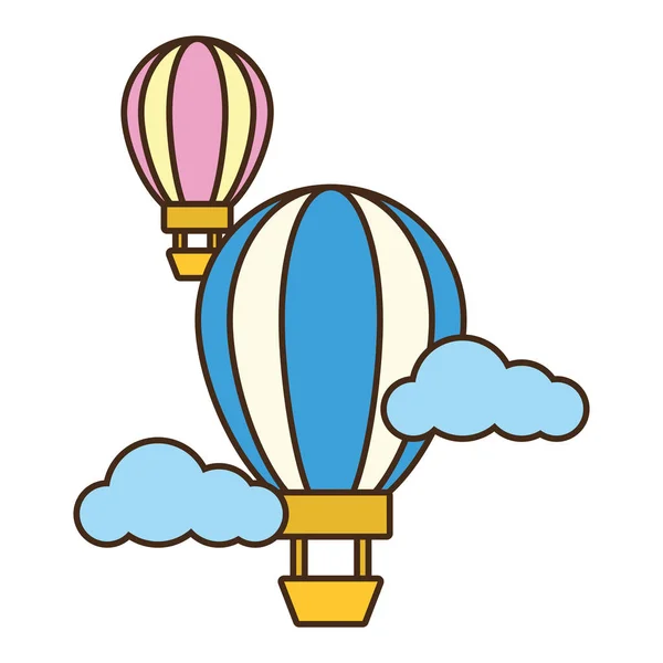 Globos de aire caliente cielo — Vector de stock