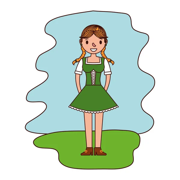 Mujer alemana con vestido típico — Vector de stock