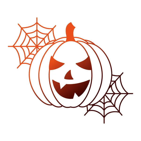 Calabaza de Halloween con la tela de araña icono aislado — Vector de stock