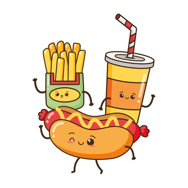 Kawaii fast food — Stock Vector