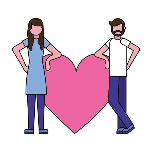 Мужчина и женщина с любовным сердцем — стоковый вектор