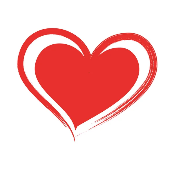 Escova desenho coração amor romance paixão — Vetor de Stock
