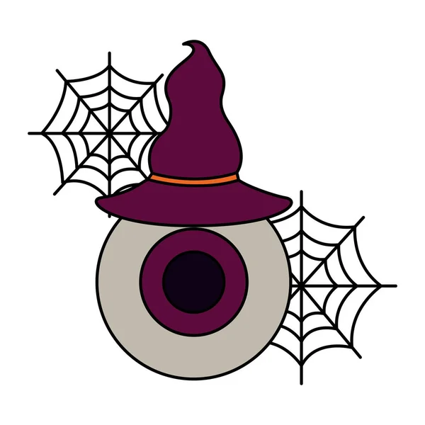 Halloween occhio con cappello strega isolato icona — Vettoriale Stock