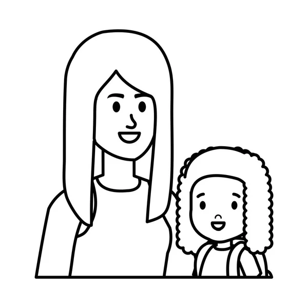 Νεαρή μητέρα με μικρή κόρη — Διανυσματικό Αρχείο