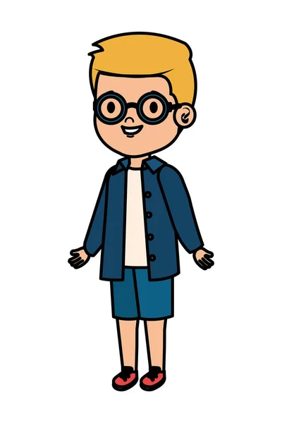 Little boy kid with eyeglasses character — Stock Vector