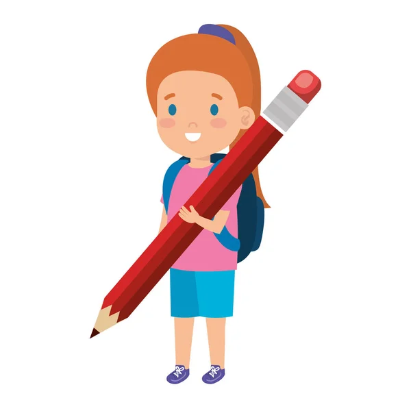 Menina estudante com lápis — Vetor de Stock