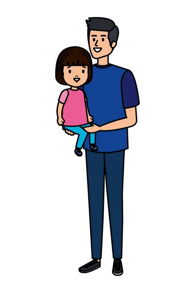 Père avec des personnages fille — Image vectorielle