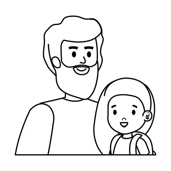 Padre con personajes de hija — Vector de stock