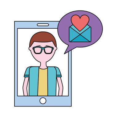 Zarf posta ve set simgeleri ile akıllı telefon