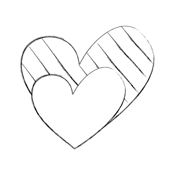 Romantique amour cœurs rayures décoration heureux — Image vectorielle