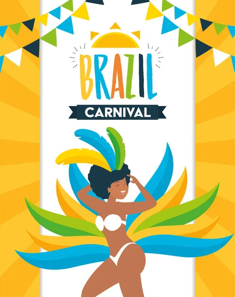 Bailarina carnaval do brasil — Vetor de Stock