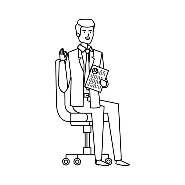 Zarif işadamı ofis koltuğunda oturmak — Stok Vektör