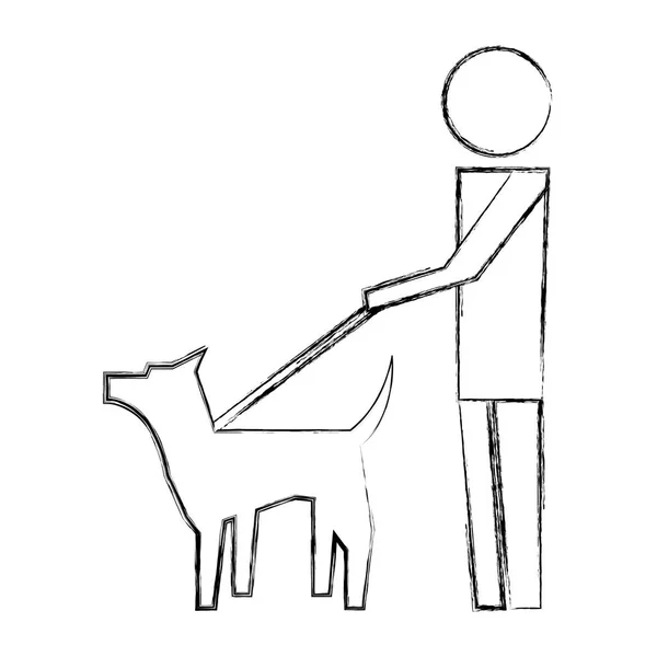Чоловік ходить з собакою-піктограмою зображенням — стоковий вектор