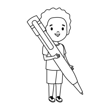 kalem ile küçük çocuk öğrenci