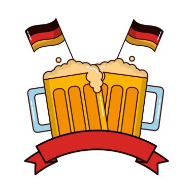 kurdele ve Almanya bayrakları ile bira kavanoz içecek