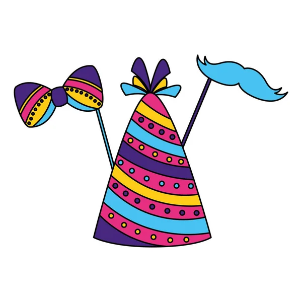Carnaval sombrero partido bowtie — Vector de stock
