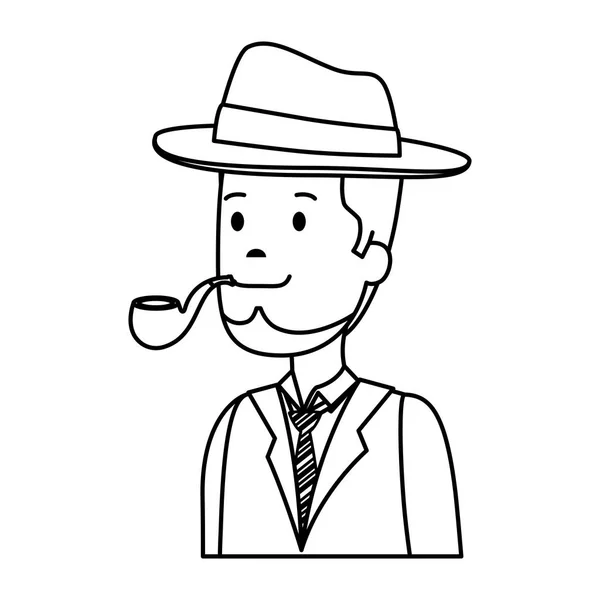 Gentleman med elegant hatt och rör trä — Stock vektor