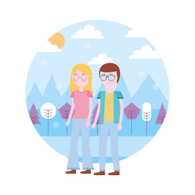 Açık havada birlikte ayakta çift