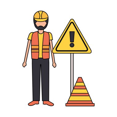 inşaat işçisi trafik uyarı işareti