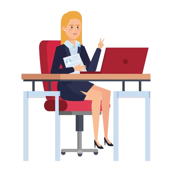 Elegant businesswoman in the workplace — Stock Vector