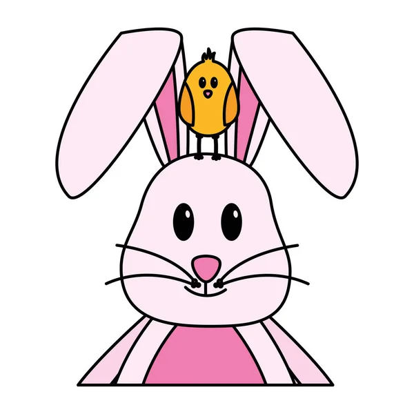 快乐的复活节兔子和小鸡 — 图库矢量图片