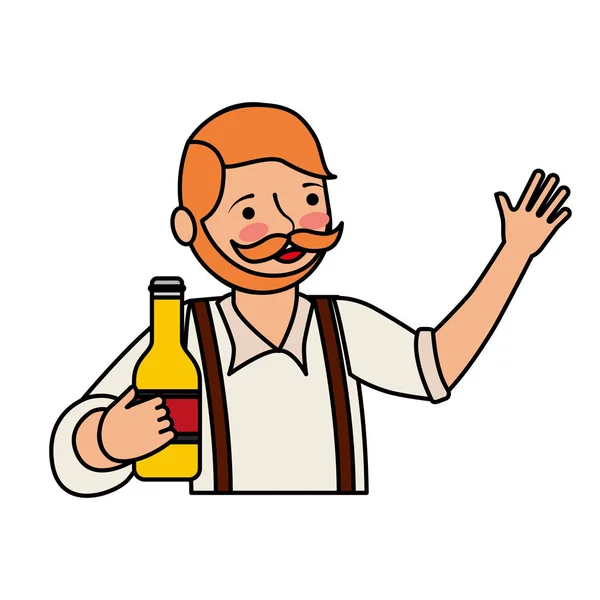 Bavarian hombre celebración botella cerveza — Archivo Imágenes Vectoriales