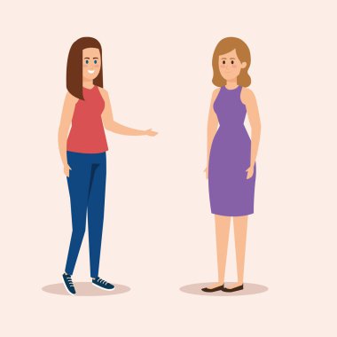 saç modeli ve moda giysileri ile sevimli kızlar