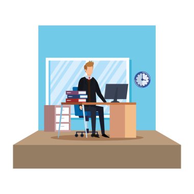 office sahnesinde zarif işadamı