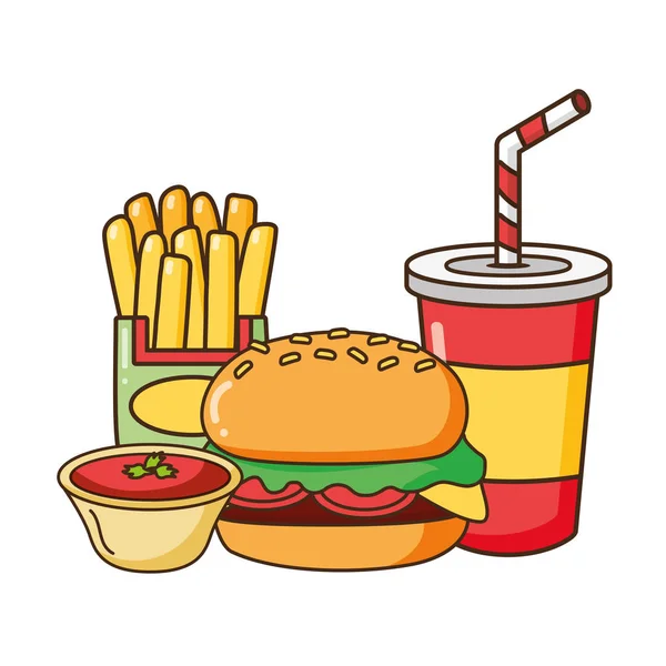 Fast food correlati — Vettoriale Stock