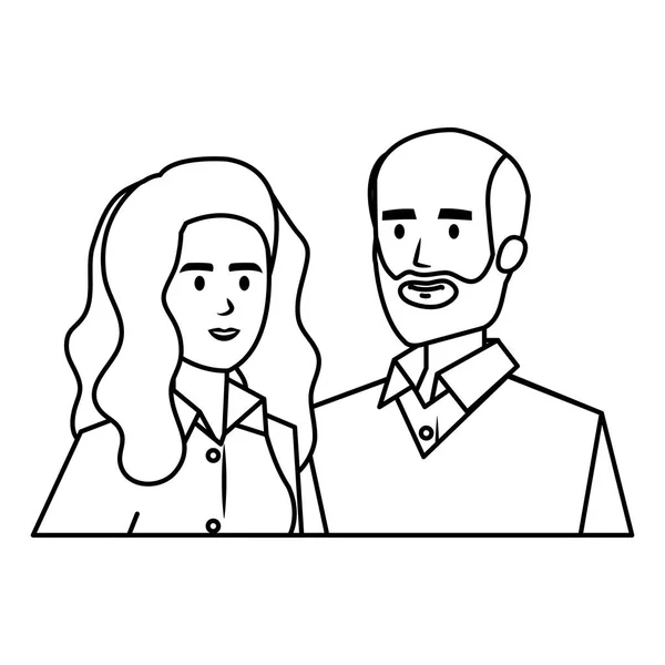 Negocio pareja avatares caracteres — Vector de stock