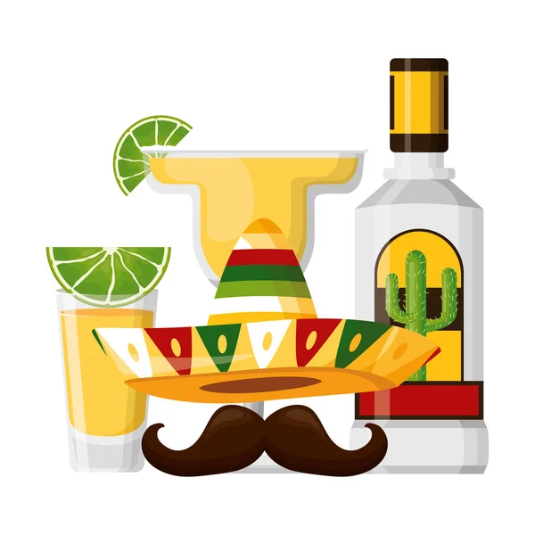 墨西哥帽子龙舌兰酒 — 图库矢量图片