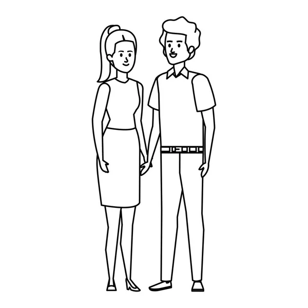 Jeune couple avatars personnages — Image vectorielle