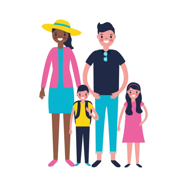 Mujer y niña con maleta de viaje — Vector de stock