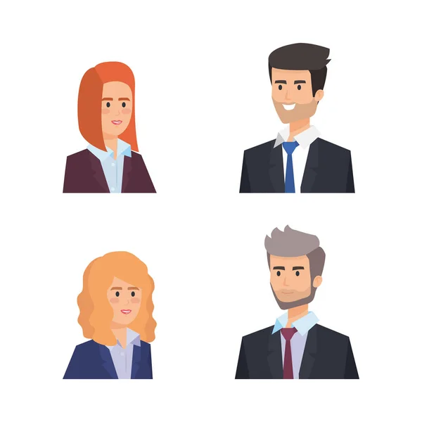 Définir les femmes d'affaires professionnelles et les hommes d'affaires avec coiffure — Image vectorielle