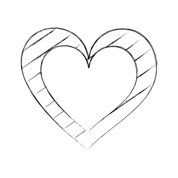 Coeur amour romance passion avec des rayures graphique — Image vectorielle